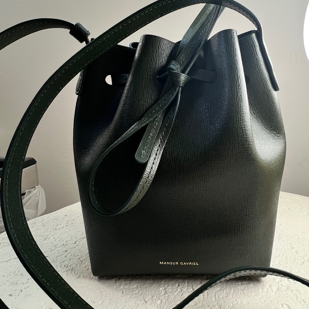 Mansur Gavriel Mini Bucket Bag - Khaki Green - NWOT - Picture 4 of 9